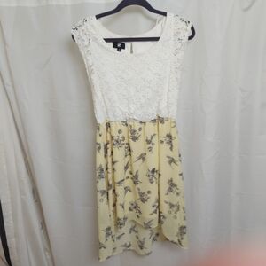 Floral Lace Dress in White and Yellow